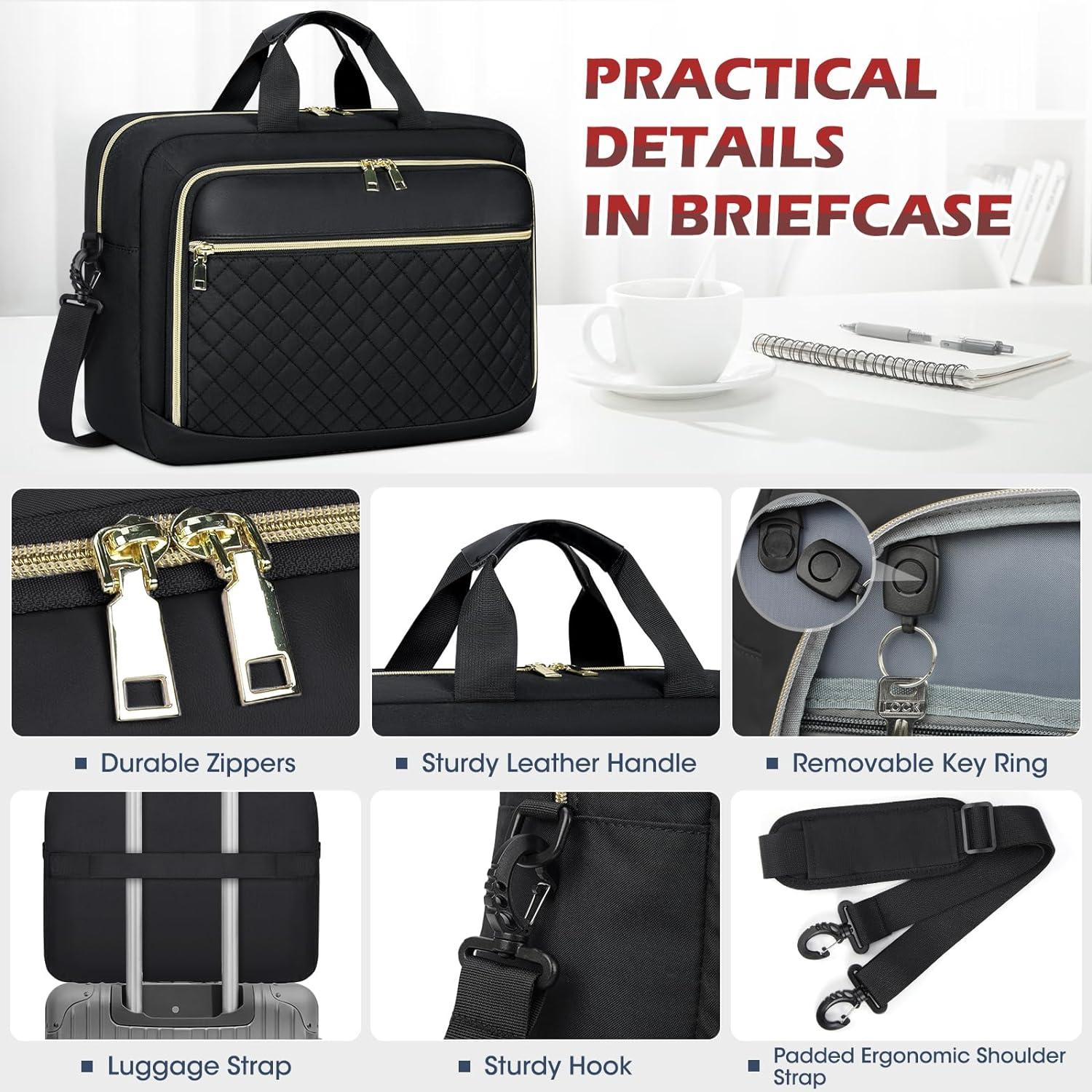 NEWHEY Laptoptasche 17,3 Zoll für Damen Business Laptop Umhängetasche Schwarz