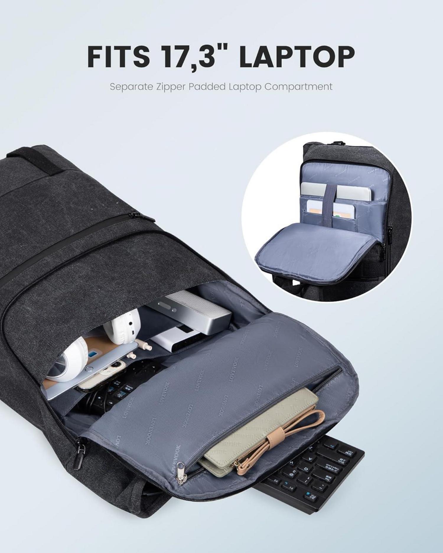 Rolltop Rucksack 17,3 Zoll Laptop Wasserdicht Uni Arbeit