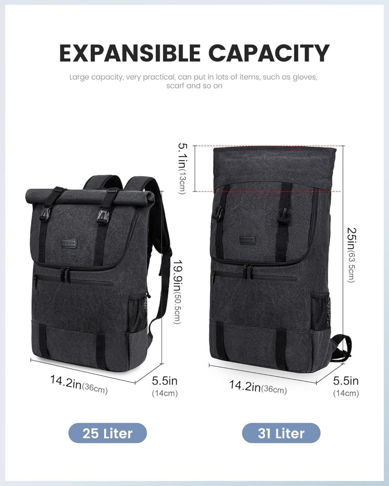 Rolltop Laptop Rucksack 17,3 Zoll Wasserdicht Uni Business Reisen