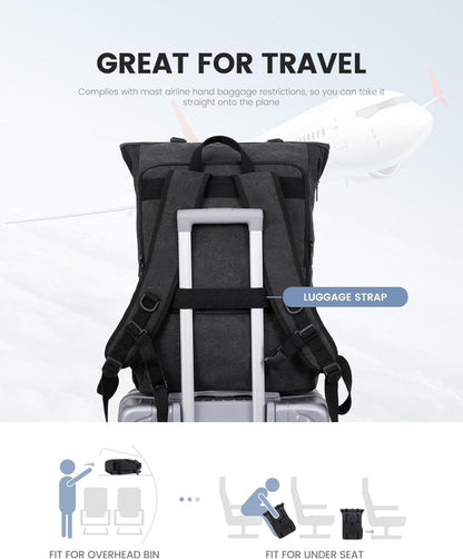 LOVEVOOK Rolltop Rucksack 17,3 Zoll Wasserdicht Uni Arbeit Reisen Business