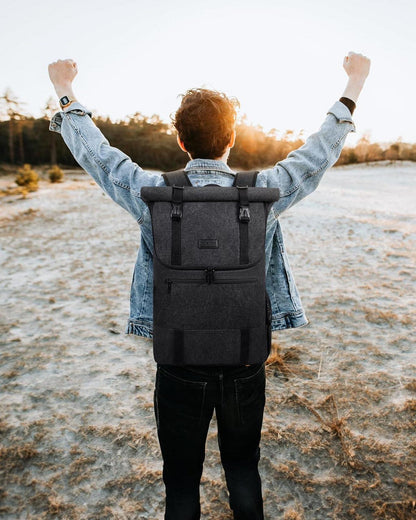 Rolltop Rucksack Herren Damen 17,3 Zoll Laptop Rucksack Wasserdicht