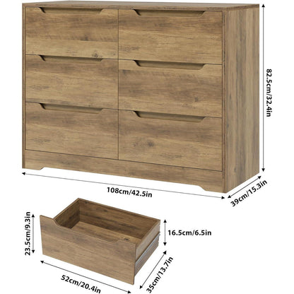 Kommode mit 6 Schubladen – Braun, Modernes Sideboard für Schlafzimmer