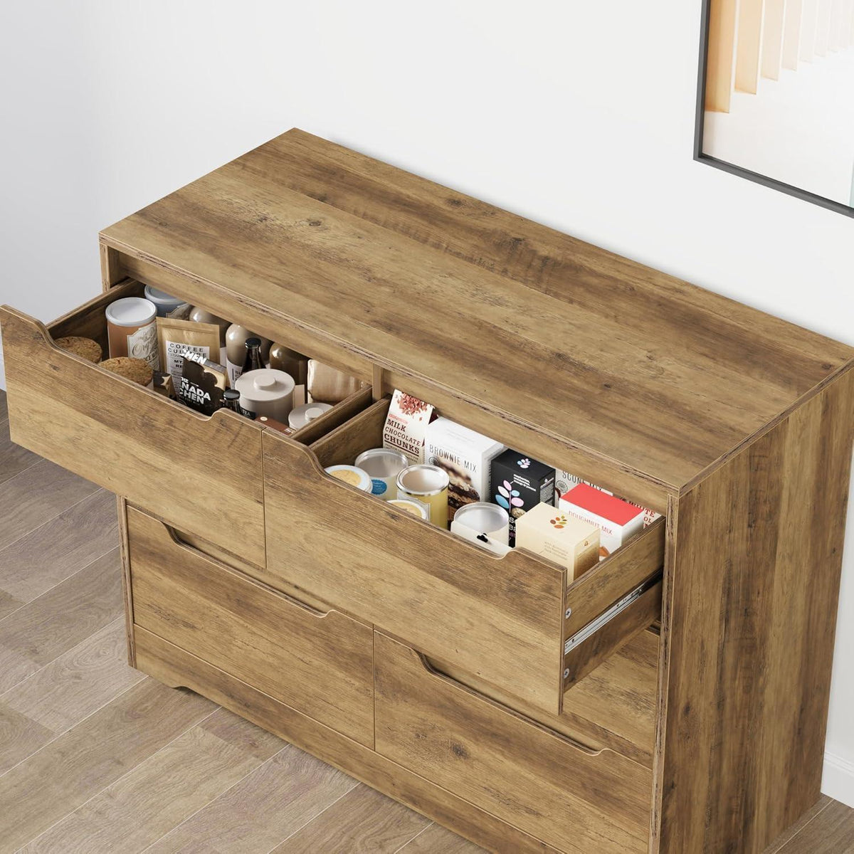 Kommode mit 6 Schubladen – Braun, Modernes Sideboard für Schlafzimmer