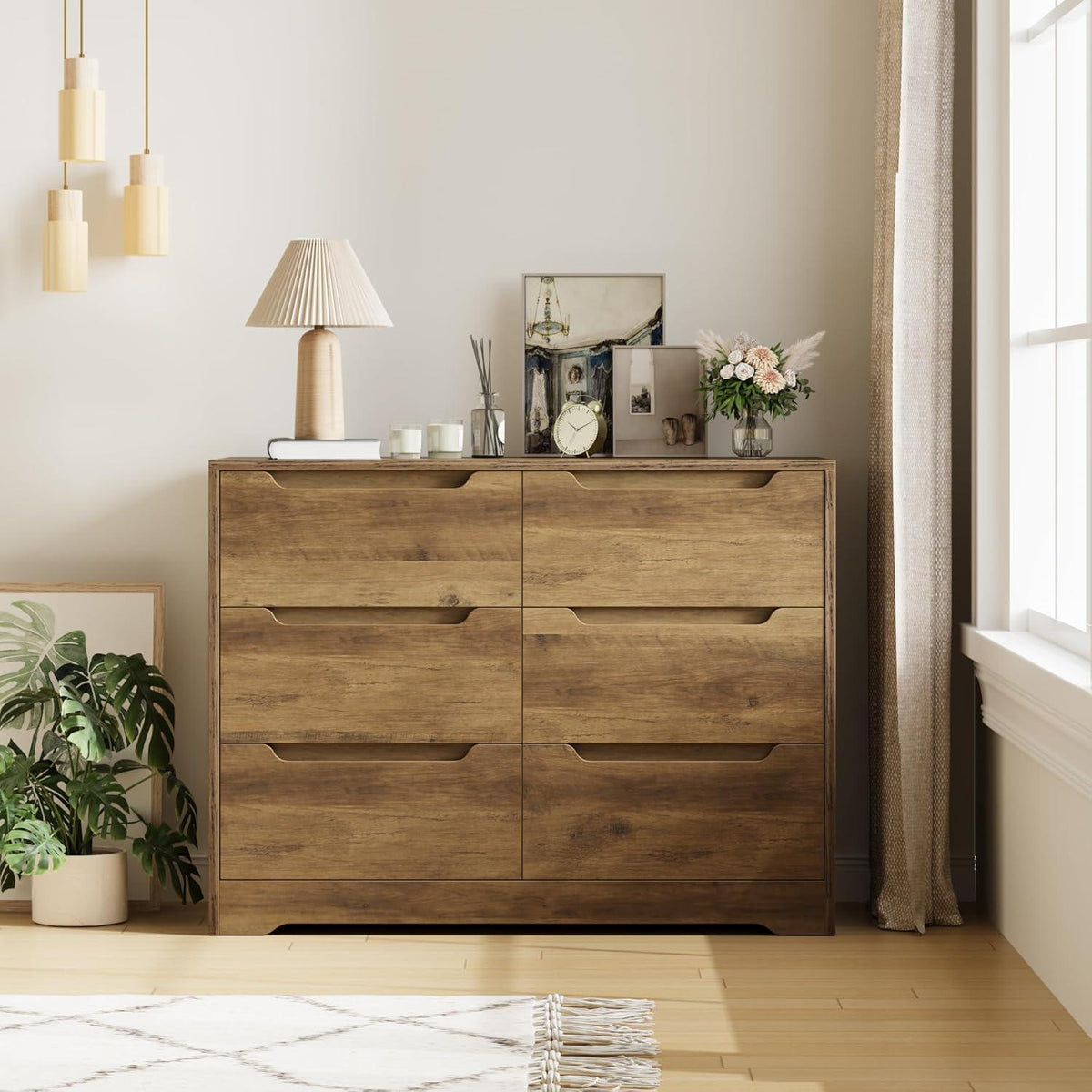 Kommode mit 6 Schubladen – Braun, Modernes Sideboard für Schlafzimmer