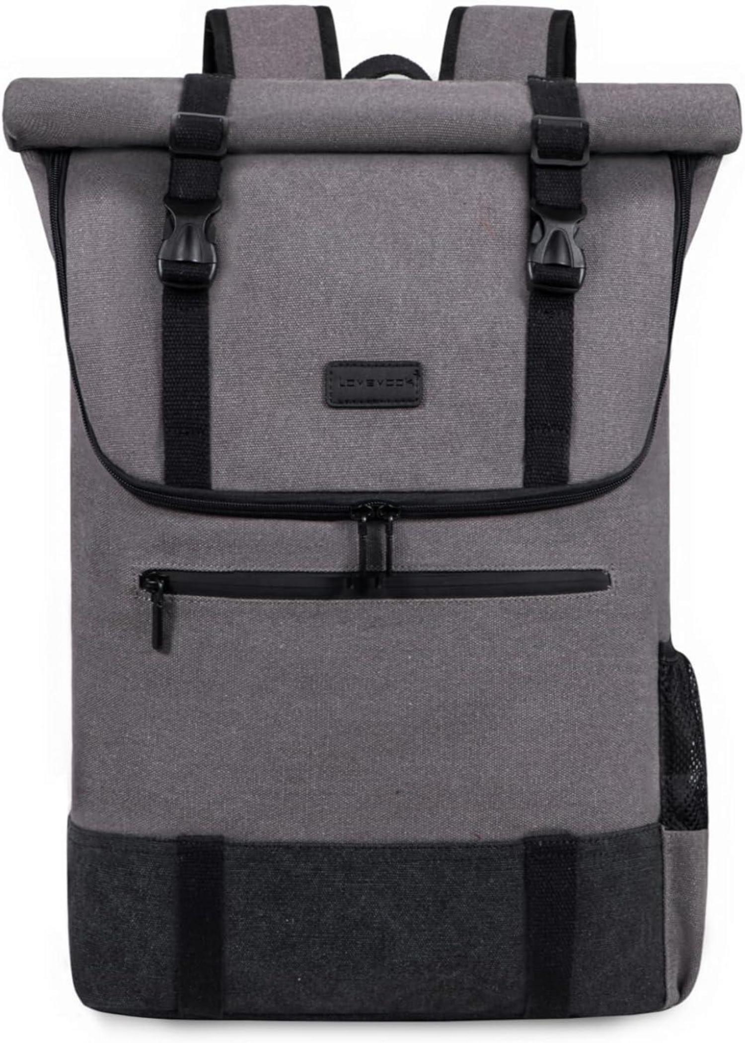 Multifunktionaler Rolltop Laptop Rucksack 17,3 Zoll Wasserdicht Canvas