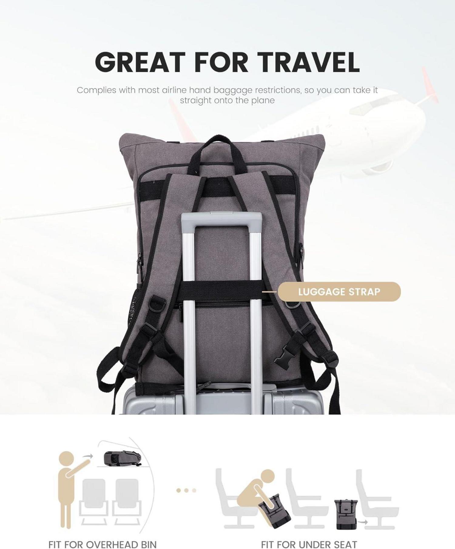 Multifunktionaler Rolltop Laptop Rucksack 17,3 Zoll Wasserdicht Canvas