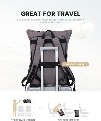 Multifunktionaler Rolltop Laptop Rucksack 17,3 Zoll Wasserdicht Canvas