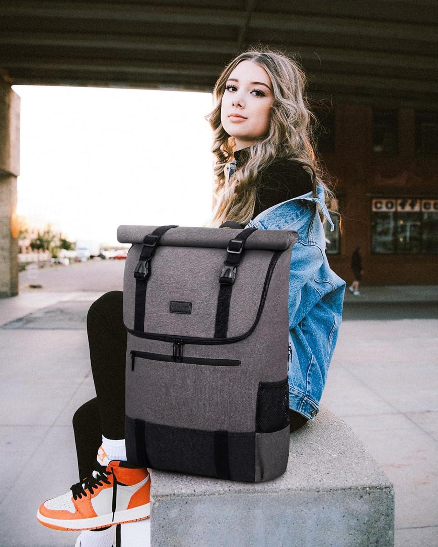 Rolltop Laptop Rucksack 17,3 Zoll Wasserdicht Uni Arbeit Reisen Business