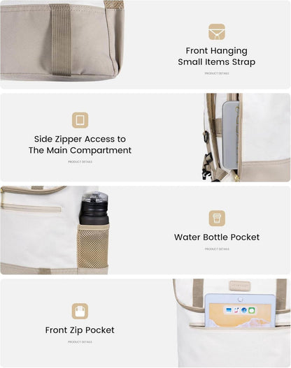 Großer Rolltop Laptop Rucksack 17,3 Zoll Uni Business Reise Beige