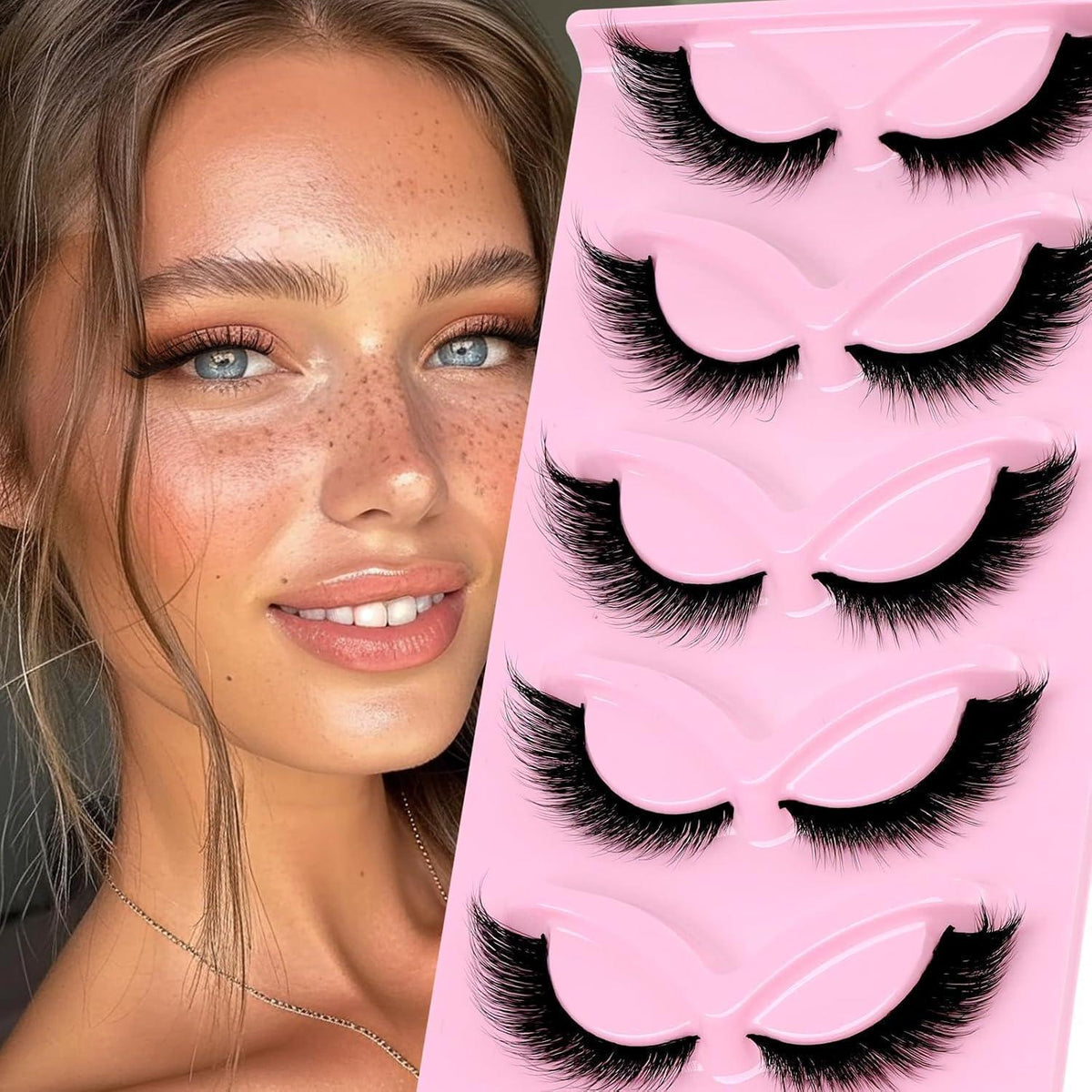 3D Wispy Fox Eye Wimpern 13mm – 5 Paar, Natürlicher Look