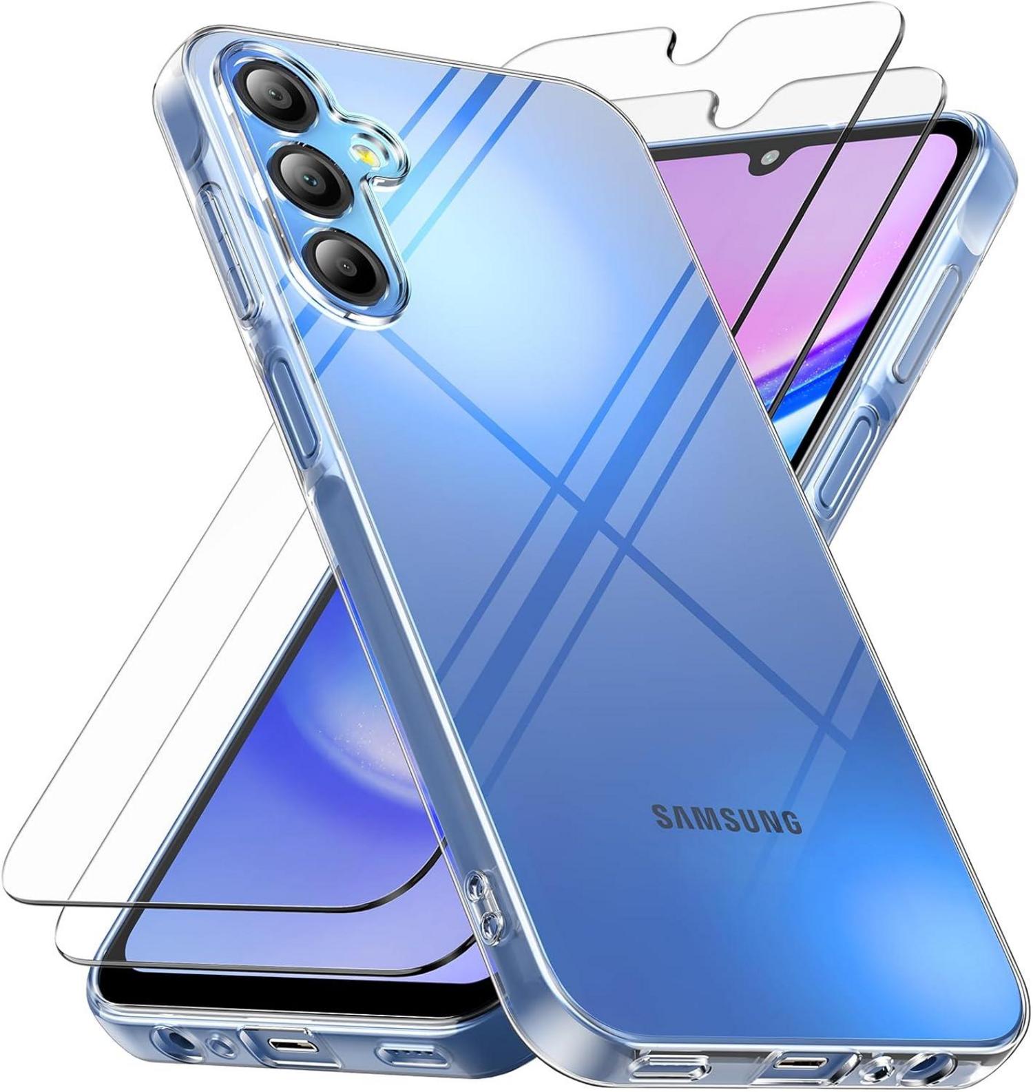 Schutzhülle Samsung Galaxy A15 mit 2 Panzerfolien transparent