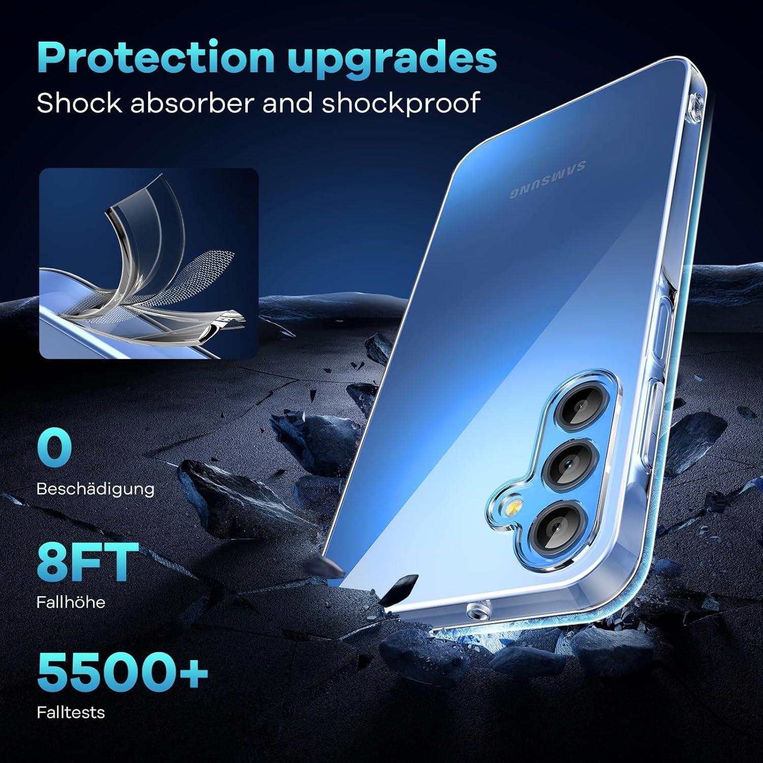 Samsung Galaxy A15 Hülle 4G/5G + 2x Hartglas stoßfest