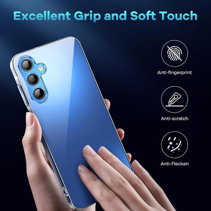 Transparente Samsung Galaxy A15 Hülle mit 2 Stk. Hartglas, Weiche TPU Stoßfest