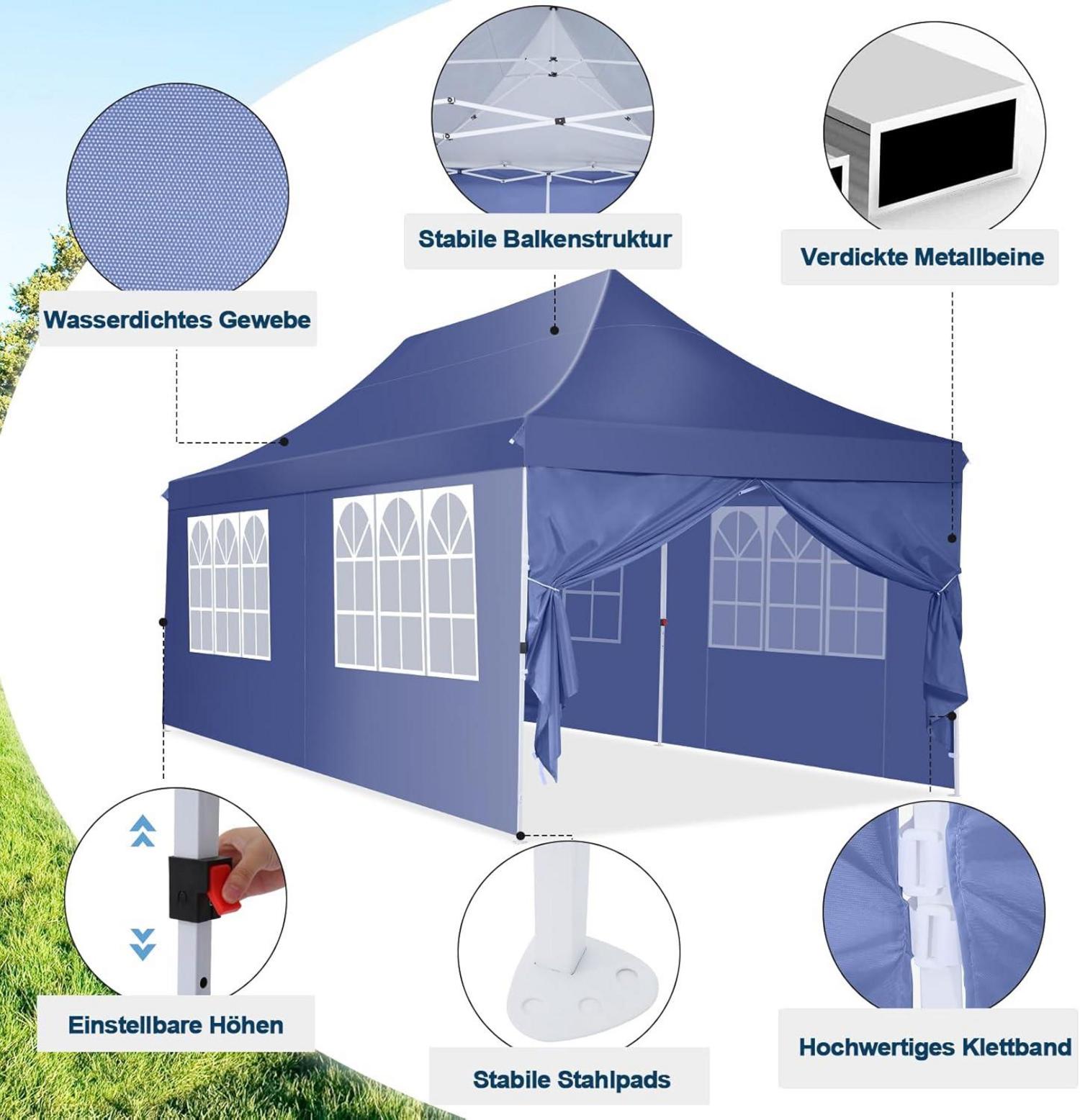 Faltbarer COBIZI Pavillon 3x6m Wasserdicht mit 6 Seitenwänden
