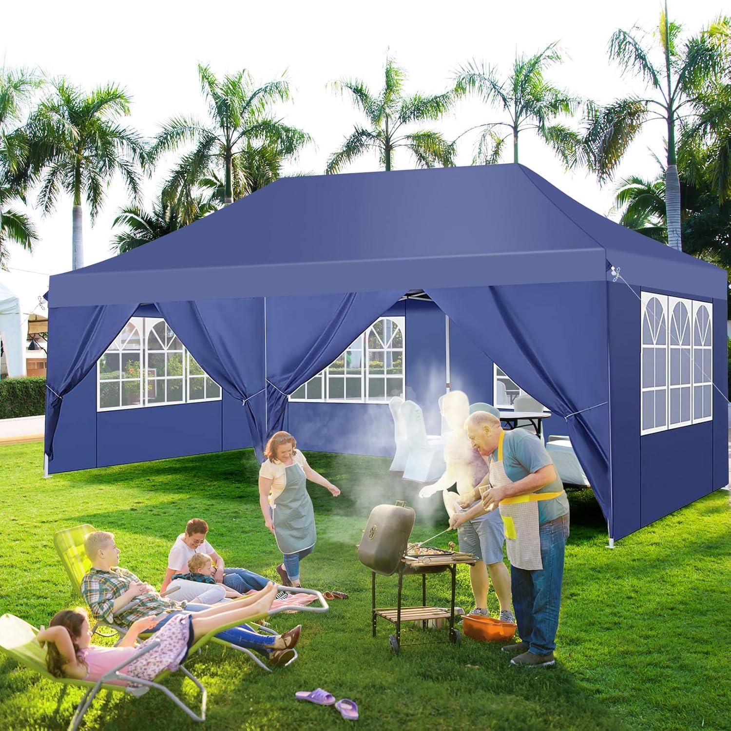 Faltpavillon 3x6m wasserdicht stabil Anti-UV 6 Seitenwände Gartenpavillon