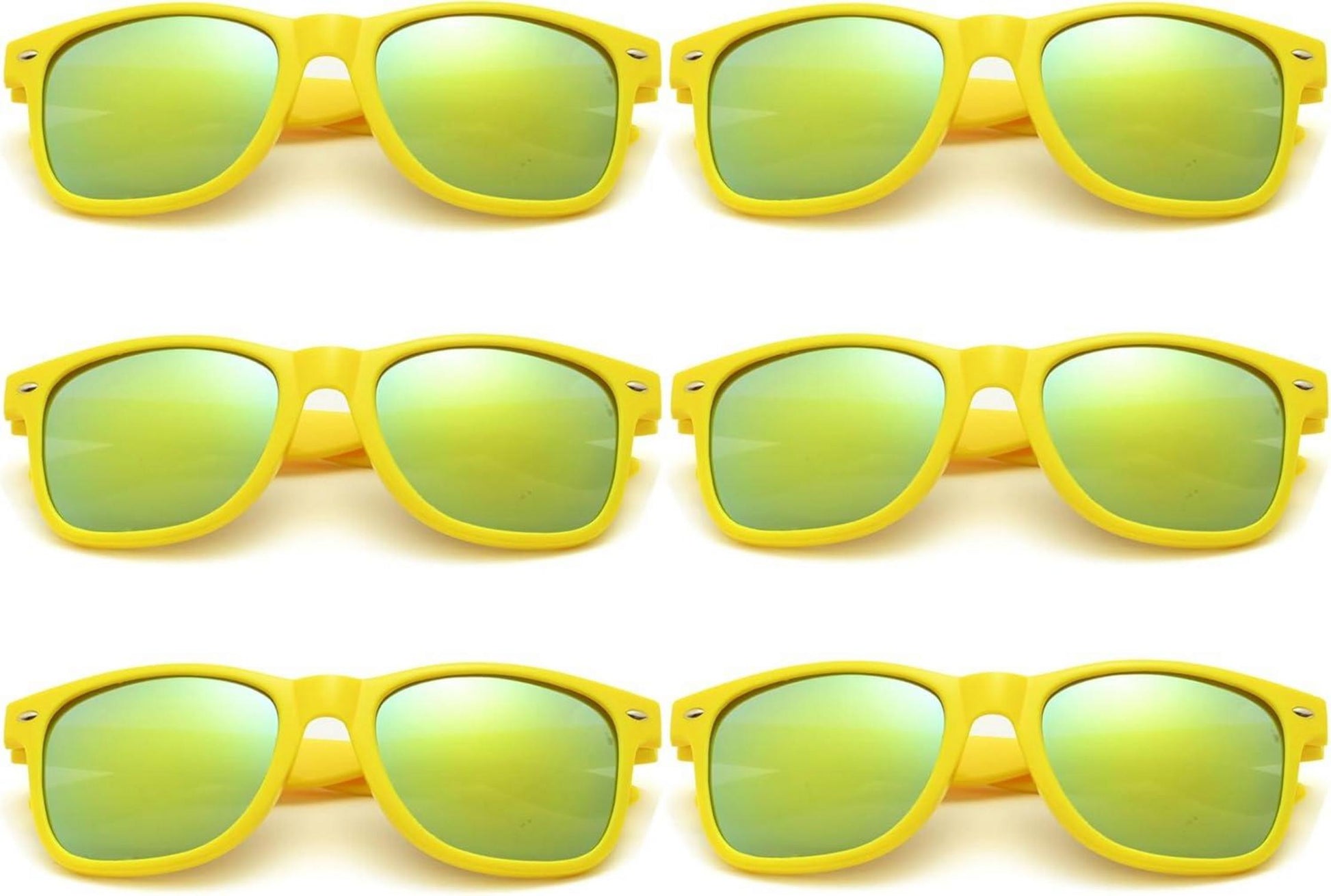Bunte Sonnenbrille Set Neon Vintage Party Herren Damen Gelb 6er Pack