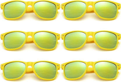 Bunte Sonnenbrille Set Neon Vintage Party Herren Damen Gelb 6er Pack