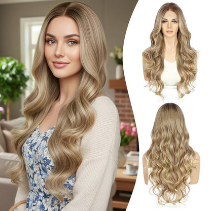 Blond Körperwelle Lace Front Perücke – Synthetisch, 26 Zoll