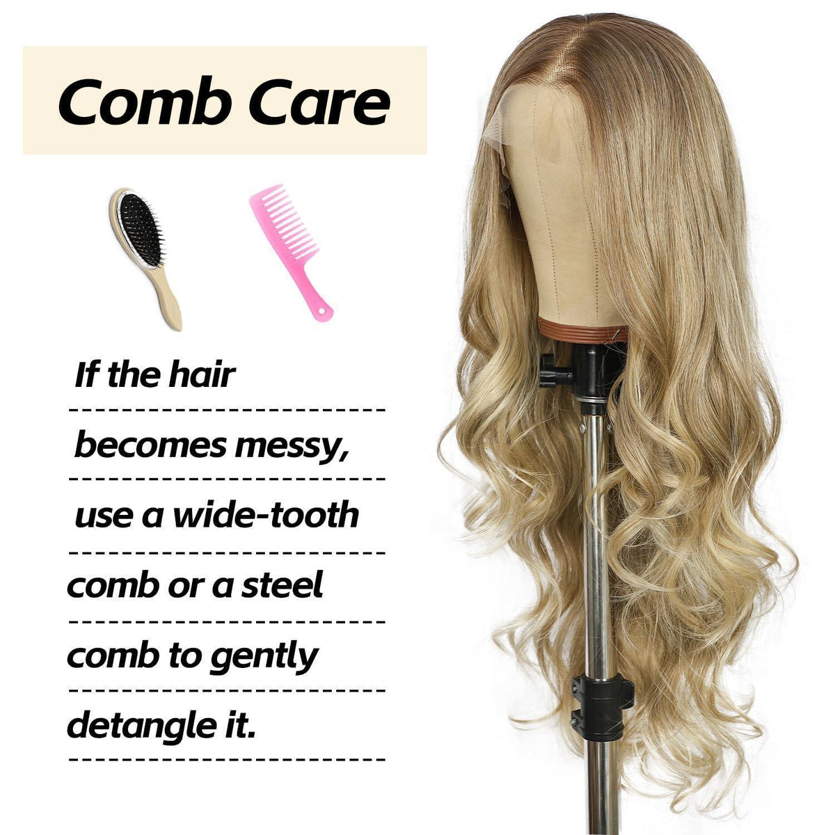 Blond Körperwelle Lace Front Perücke – Synthetisch, 26 Zoll