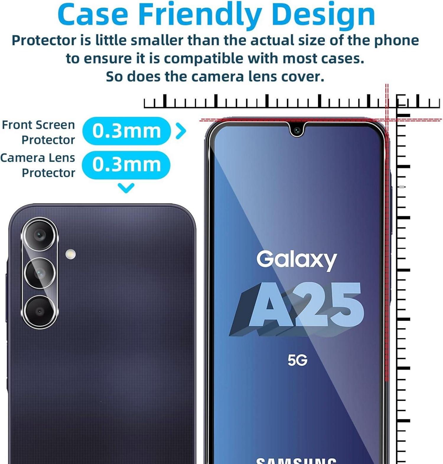 QULLOO Schutzfolie Samsung Galaxy A25 5G Panzerglas Kameraschutz Transparent