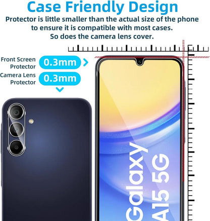 Samsung Galaxy A15 5G / 4G Panzerglas Schutzfolie + Kameraschutz - 9H Anti-Kratz Displayfolie