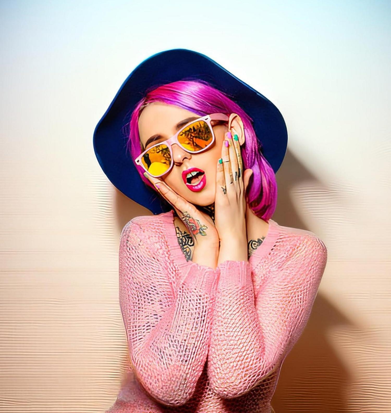 Bunte Sonnenbrille Set Neon Vintage Party Herren Damen Pink