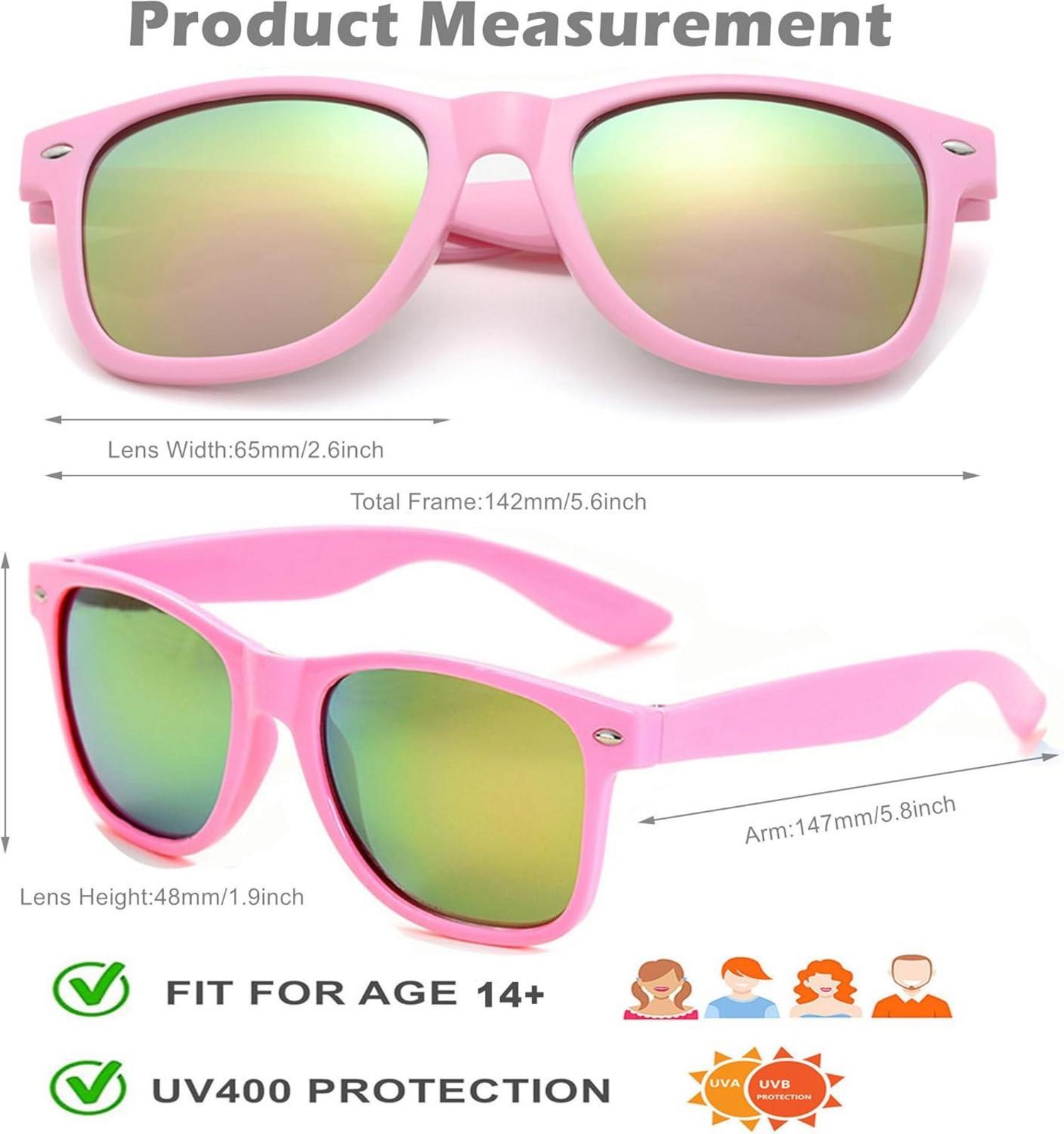 6er Neon Bunte Sonnenbrillen Set Vintage Retro Party Pink