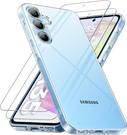 Transparente Handyhülle für Samsung Galaxy A35 5G mit Hartglas