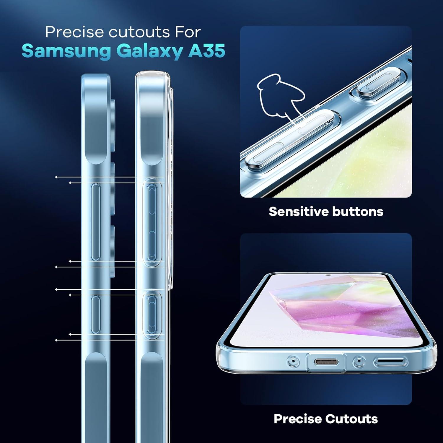 Transparente Schutzhülle für Samsung Galaxy A35 5G mit 2 Stück Hartglas
