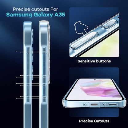 Transparente Schutzhülle für Samsung Galaxy A35 5G mit 2 Stück Hartglas