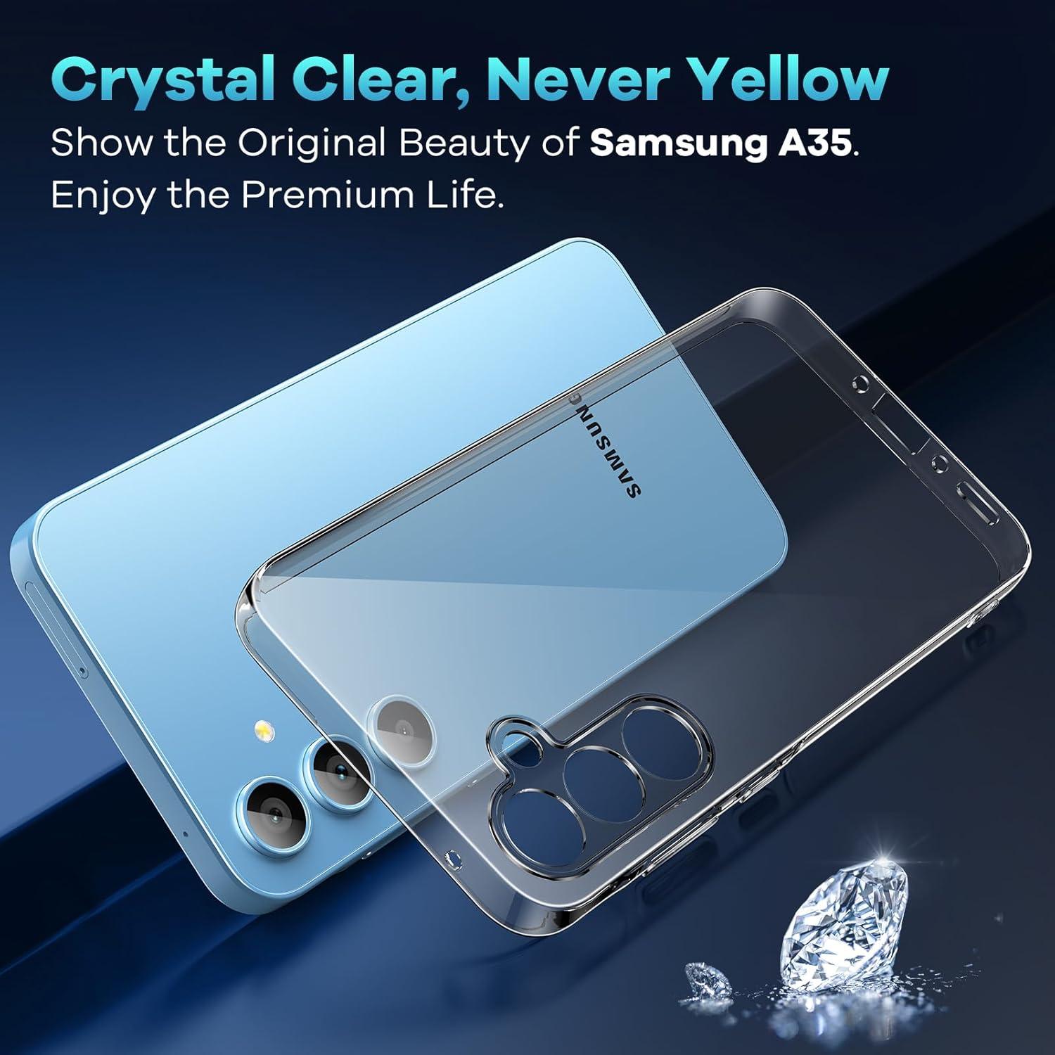 Hülle Samsung Galaxy A35 5G 2 Stück Hartglas transparent Stoßfest