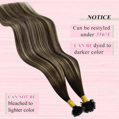 Echthaar Bonding Extensions Ombre Braun Blond 55cm