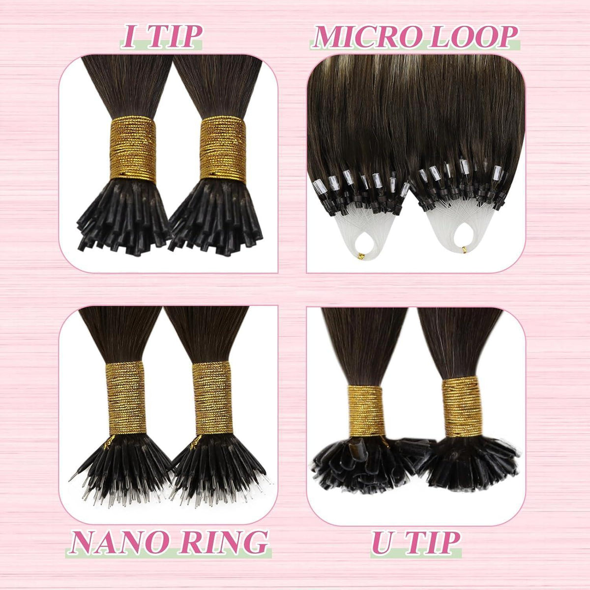 Echthaar Bonding Extensions Ombre Braun Blond 55cm