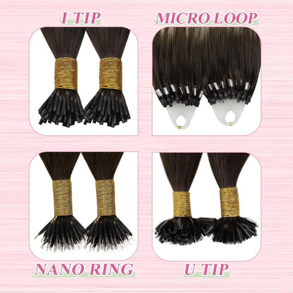 Echthaar Bonding Extensions Ombre Braun Blond 55cm