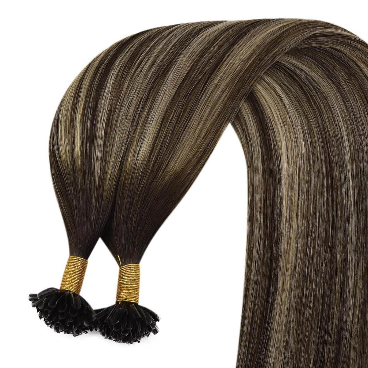 Echthaar Bonding Extensions Ombre Braun Blond 55cm