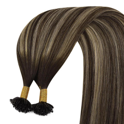 Echthaar Bonding Extensions Ombre Braun Blond 55cm