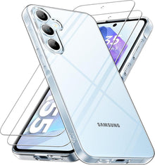 Transparente Samsung Galaxy A55 5G Hülle mit Hartglas - Stoßfest
