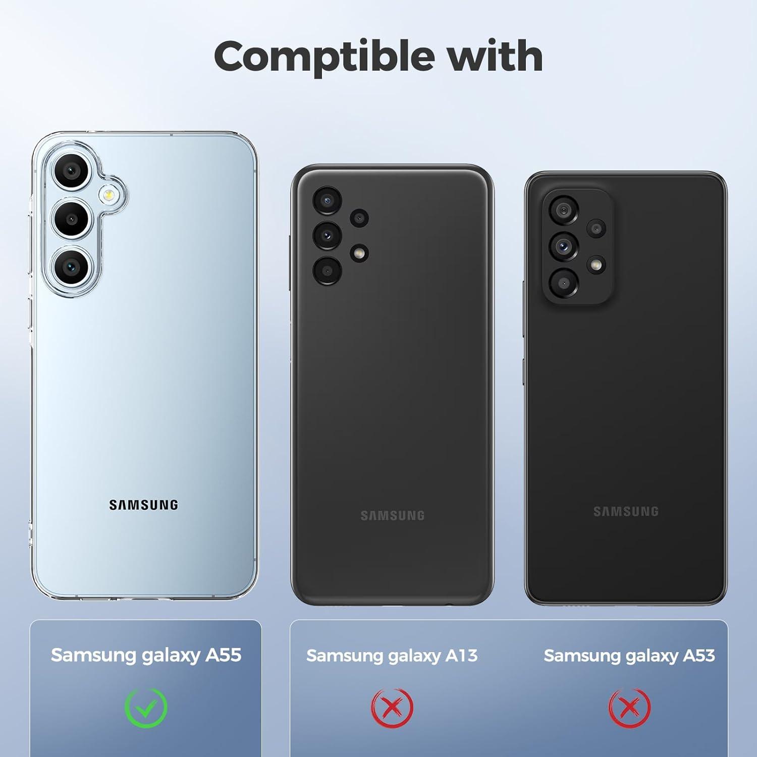 Transparente Samsung Galaxy A55 5G Hülle + 2x Hartglas