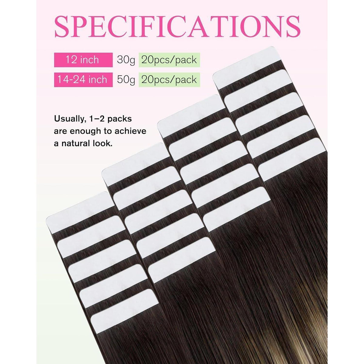 Echthaar Tape Extensions Ombre Dunkelbraun mit Blond