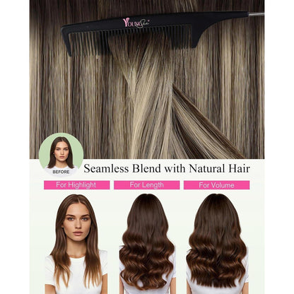 Echthaar Tape Extensions Ombre Dunkelbraun mit Blond