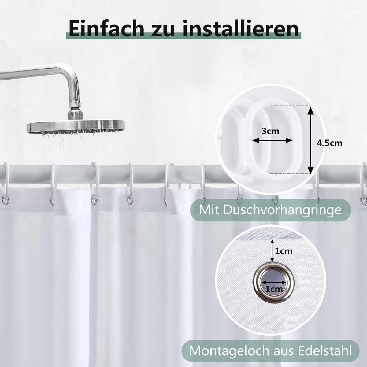 Duschvorhang wasserabweisend 180x220 cm – Anti-Schimmel & Schnelltrocknend