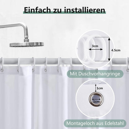 Duschvorhang wasserabweisend 180x220 cm – Anti-Schimmel & Schnelltrocknend