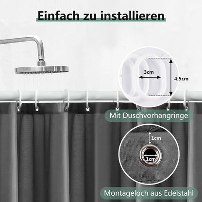 Duschvorhang 180x220 Anti-schimmel Dunkelgrau PVC