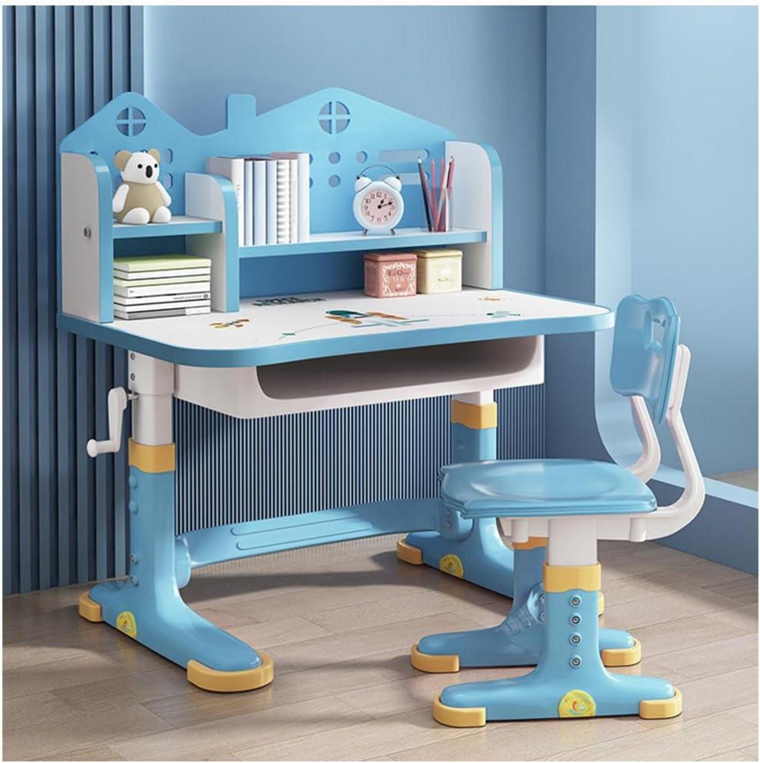 Kinder Schreibtisch Stuhl Set höhenverstellbar Schublade【Goldenes