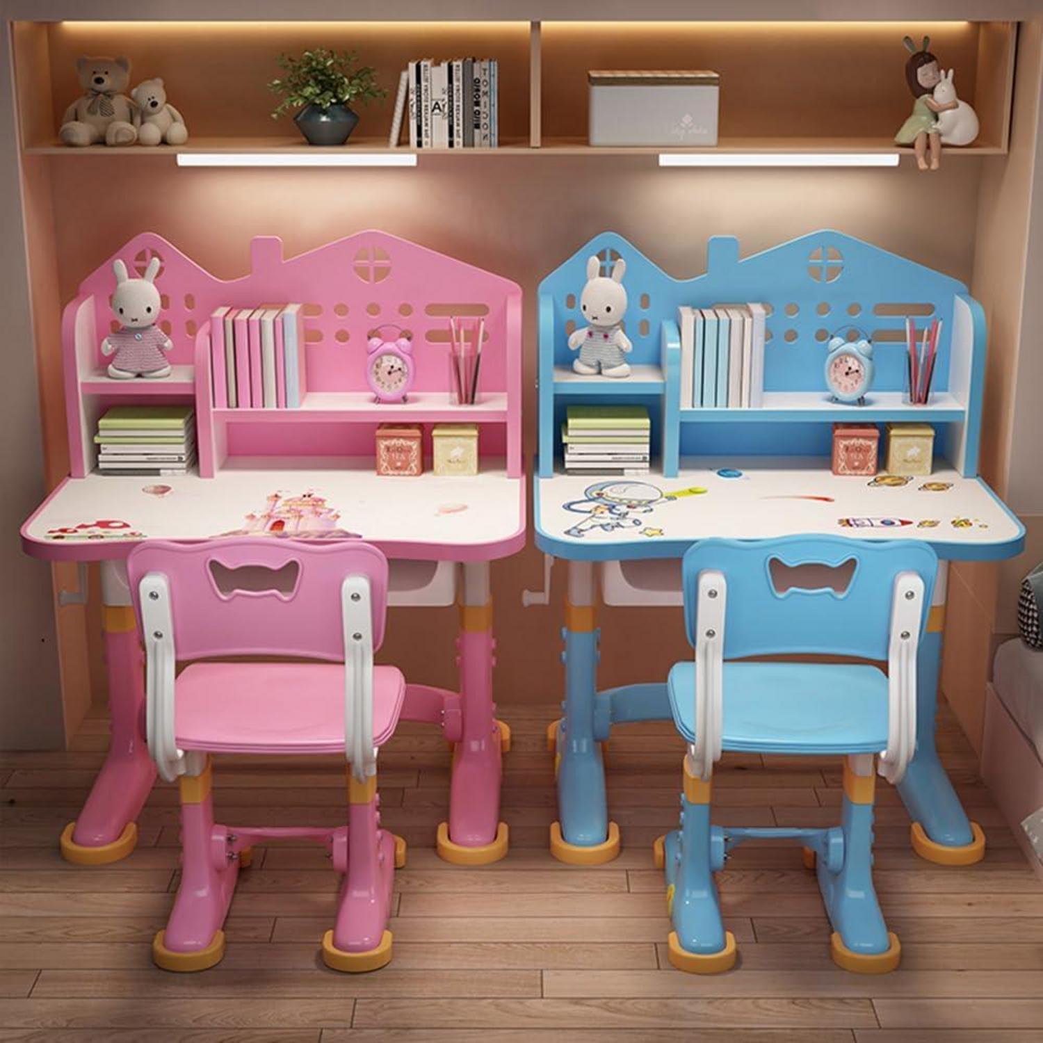 Kinder Schreibtisch Stuhl Set höhenverstellbar Schublade Bücherregal