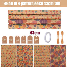 HBell Birthday Kraft Gift Wrapping Paper Rolls - 4 Rolls