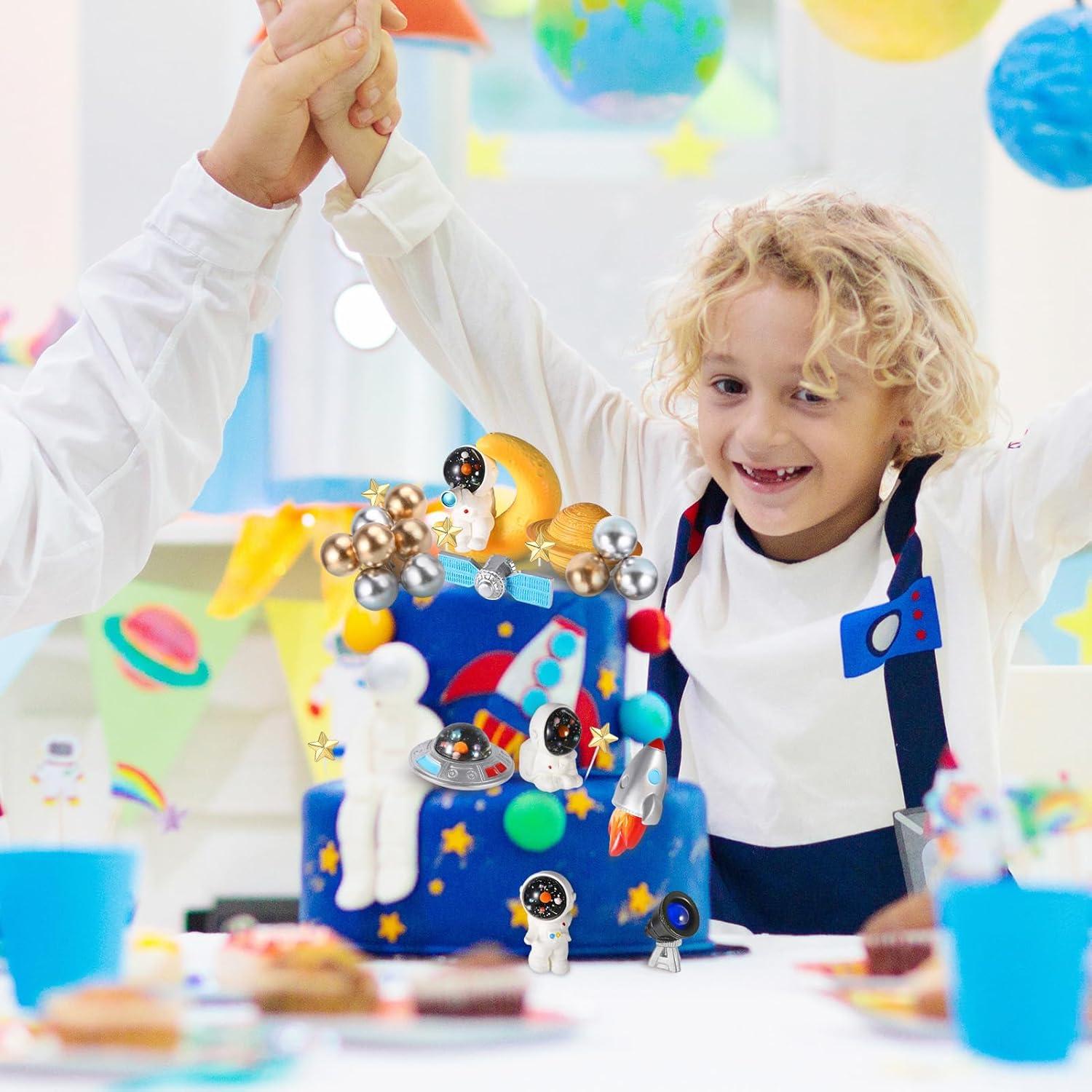 Astronauten Tortendeko Set 24 Stück Planeten Cupcake Toppers