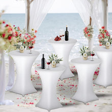 2er-Set Weiße Stretch Stehtischhusse Ø80-85cm für Hochzeiten