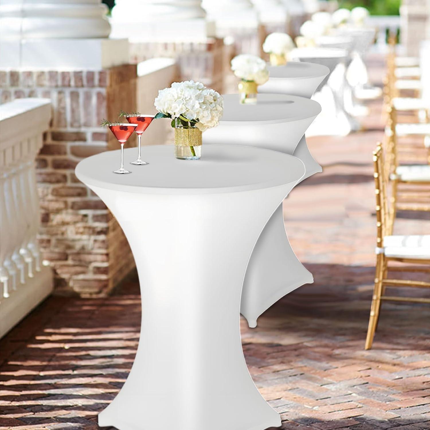 2er-Set Weiße Stehtischhusse Ø 80-85cm mit Fußtaschen für Hochzeiten & Events