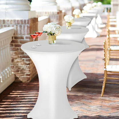 2er-Set Weiße Stehtischhusse Ø 80-85cm mit Fußtaschen für Hochzeiten & Events